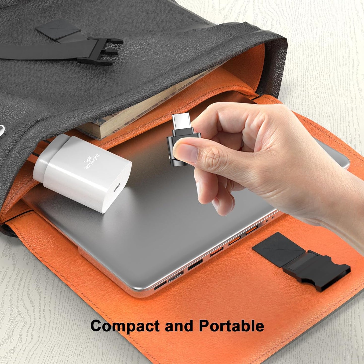 Micro SD Card Reader Compatible for Iphone 16/16 Plus/16 Pro/16 Pro Max/15/15 Plus/15 Pro/15 Pro Max, Mini USB Type C to Micro SD/TF Card Reader Viewer Micro SD Card Adapter, Plug and Play, Black