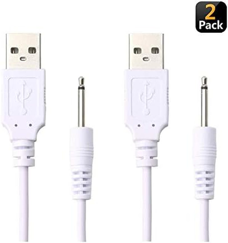 (2 Pack) Massager Charger – Fast Charging USB Cable | 2.5Mm DC Charger Cord