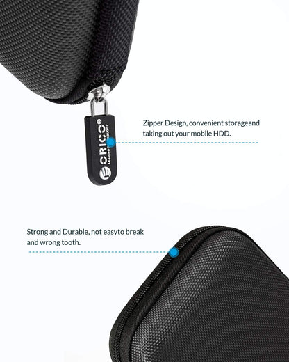 Hard Drive Case 2.5 Inch External Drive Storage Carrying Bag Waterproof Shockproof with Inner Size 5.5X3.5X1.0Inch for Organizing HDD and Electronic Accessories, Black(Phd-25)