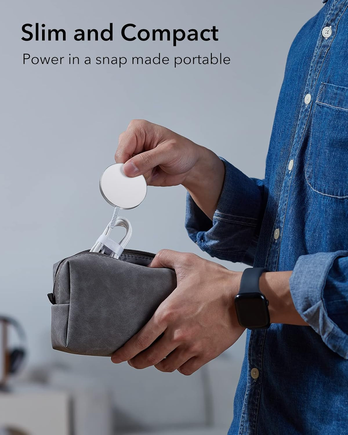 for Magsafe Charger 15W Wireless Charger for Iphone 17/16/15/14/13/12 Apple Magnetic Charging Pad for Airpods 4/3/Pro/Pro 2 Galaxy S25 Series with Dual USB A/C Ports, Silver