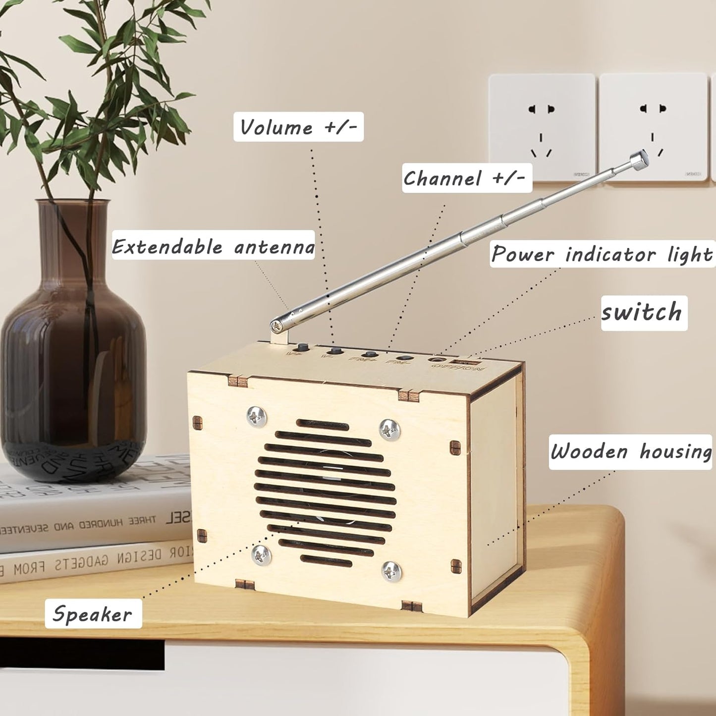 Science Kits for Kids Age 8-12 12-14, STEM Kits for Kids Age 8-10, STEM Toys Build Your Own FM Radio Kit, DIY Electronic Snap Circuits Projects Gifts for Teen Girls Boys 9 11 13 15 16+ (Classic Wood)