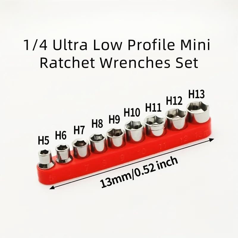 21Pcs Ratchet Screwdriver Set, 1/4 Ultra Low Profile Mini Ratchet Wrenches Set with Reversible 36-Tooth Design Magnetic Repair Tool for Electronics, Toys, Home Appliances