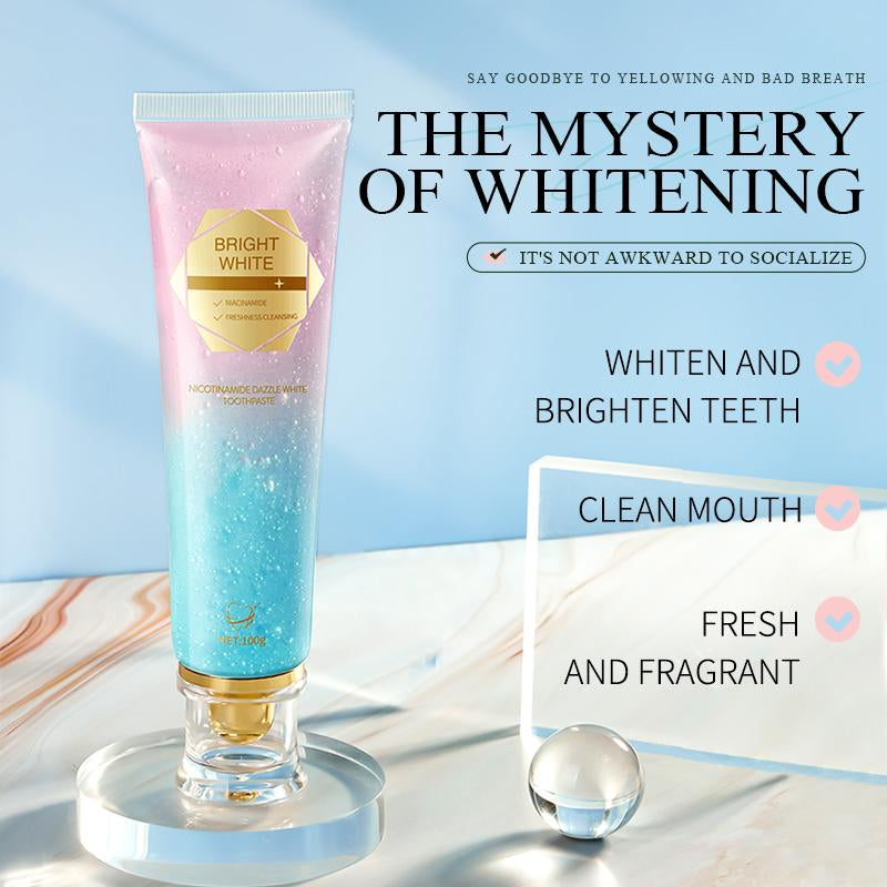 Niacinamide Whitening Toothpaste - Fast Acting Formula with Peach Extract & Mint for Sensitive Teeth - Eco Friendly & Fluoride Free - 100G