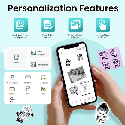 Sticker Printer, Print Pods Mini Printer, Mini Sticker Maker Compatible with Phone & Tablet, M02L Print Pods Mini Printer for School Notes, Scrapbook, Anatomical Diagram