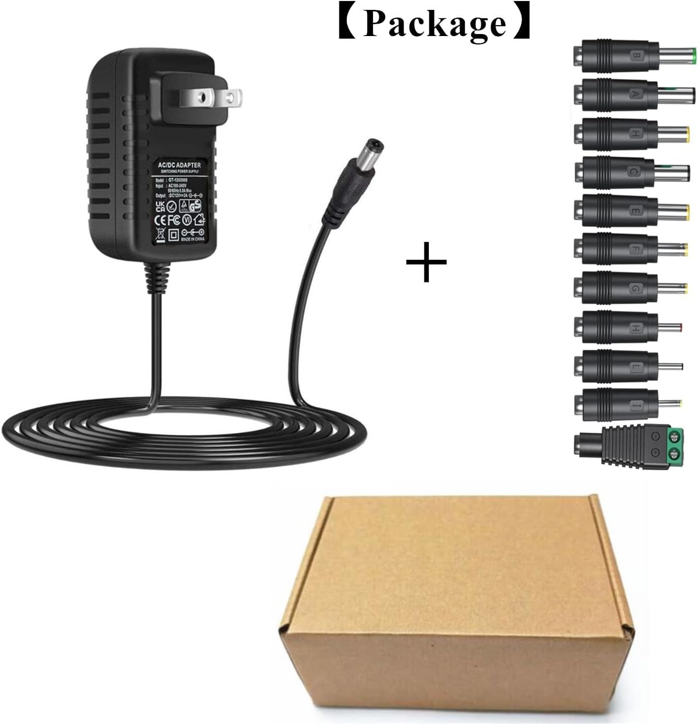 Universal AC Adapter 12V 2A Power Supply Charger 24W AC110V to DC12V 2000Ma 1500Ma 1000Ma 500Ma Power Driver 11 DC Plug Tips 12 Volt Converter Inverter Transformer Ac Dc Adapter(Dc12V~2A)