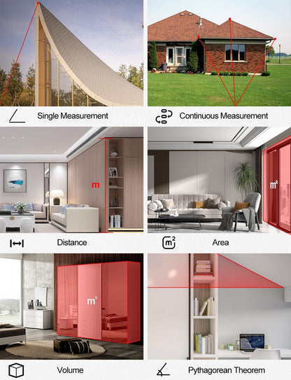 Laser Measure,Laser Distance Meter Device IP54 Portable Digital Measure Tool Range Finder with Bubble Levels and LCD Backlit