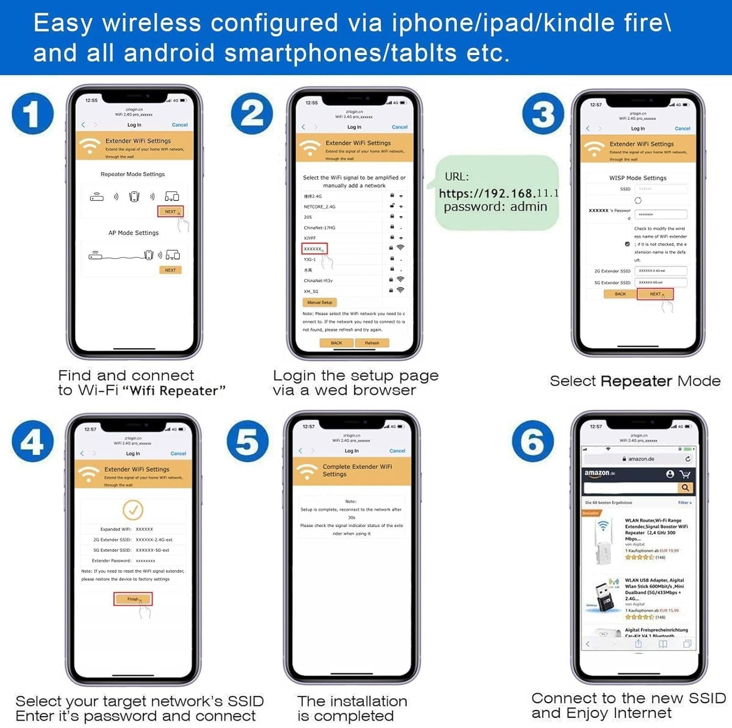 Wifi Extender, Wifi Extenders Signal Booster for Home up to 5000 Sq.Ft and 50 Devices, Wifi Range Extender, Wireless Repeater, Long Range Amplifier with Ethernet Port, 1-Tap Setup, Alexa Compatible