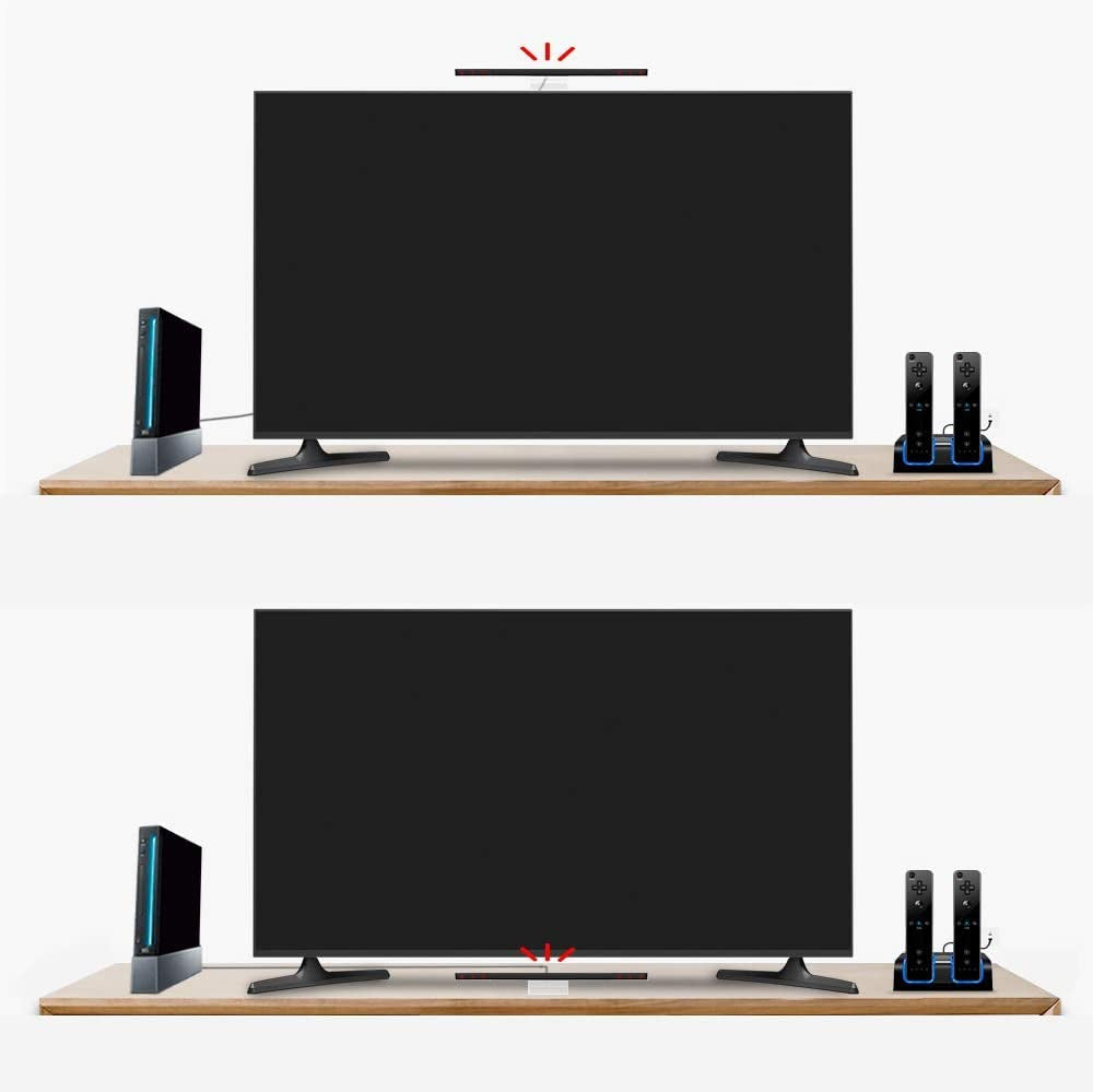 Sensor Bar for Wii, Replacement Wired Infrared Ray Sensor Bar for Nintendo Wii and Wii U Console, Includes Clear Stand