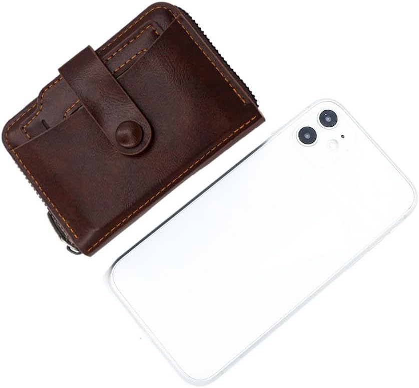 Small Wallet for Women, Slim RFID Blocking Credit Card Holder with ID Window, Compact Purses for Women with 9 Card Slots（Dark Brown）