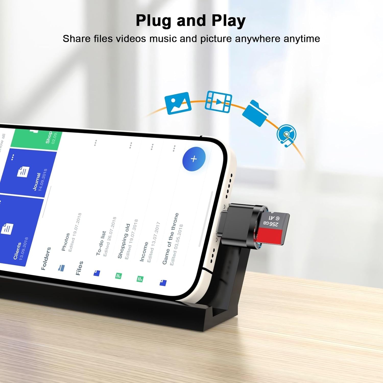 Micro SD Card Reader Compatible for Iphone 16/16 Plus/16 Pro/16 Pro Max/15/15 Plus/15 Pro/15 Pro Max, Mini USB Type C to Micro SD/TF Card Reader Viewer Micro SD Card Adapter, Plug and Play, Black