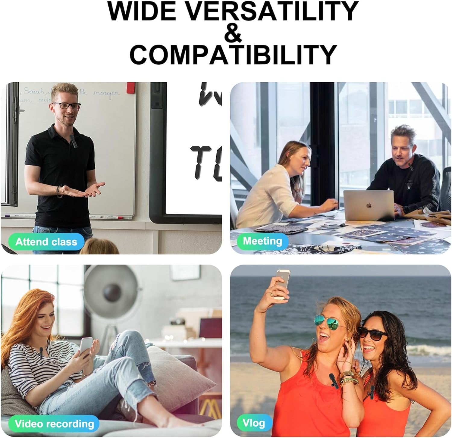 2 Pack Wireless Lavalier Microphone for Iphone, Professional Lapel Mics, Wireless Mic Plug-Play, Lapel Microphone for Video Recording Interview Vlog Youtube Tiktok(For Iphone 14 and Below)