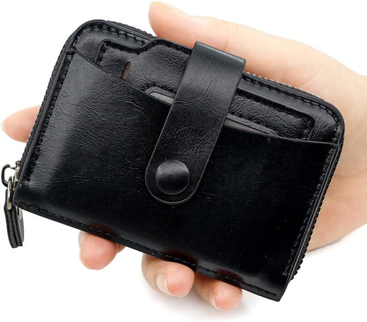 Small Wallet for Women, Slim RFID Blocking Credit Card Holder with ID Window, Compact Purses for Women with 9 Card Slots（Black）