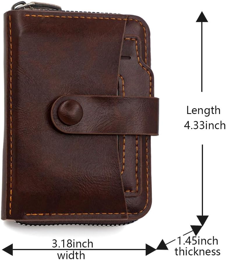 Small Wallet for Women, Slim RFID Blocking Credit Card Holder with ID Window, Compact Purses for Women with 9 Card Slots（Dark Brown）