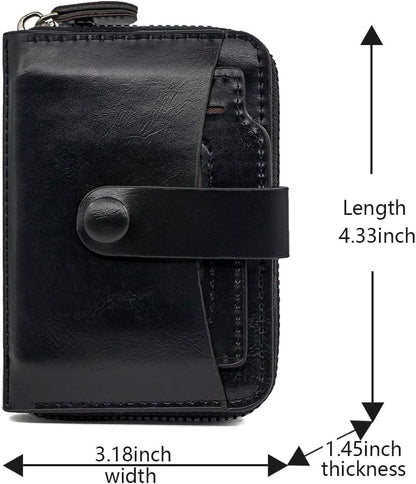 Small Wallet for Women, Slim RFID Blocking Credit Card Holder with ID Window, Compact Purses for Women with 9 Card Slots（Black）