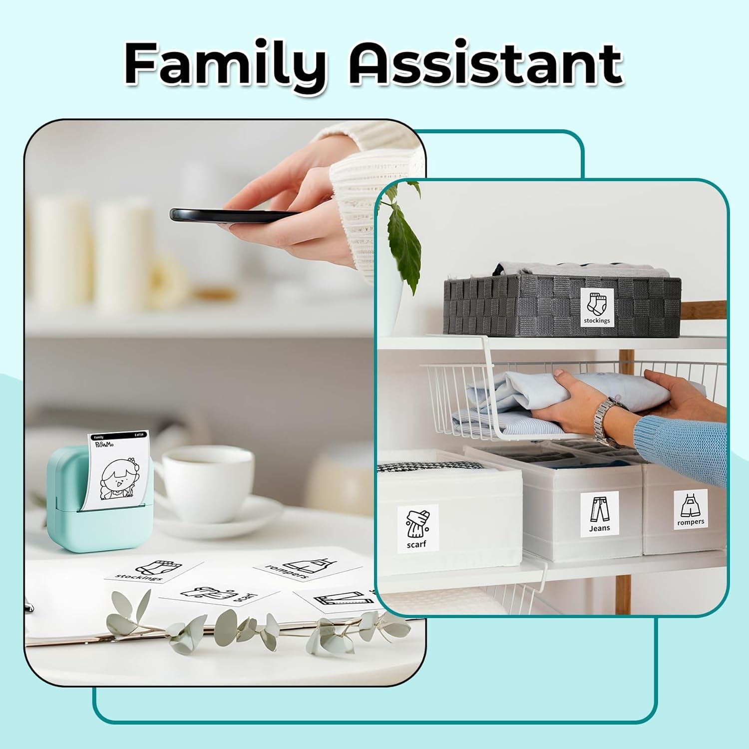 Sticker Printer, Print Pods Mini Printer, Mini Sticker Maker Compatible with Phone & Tablet, M02L Print Pods Mini Printer for School Notes, Scrapbook, Anatomical Diagram