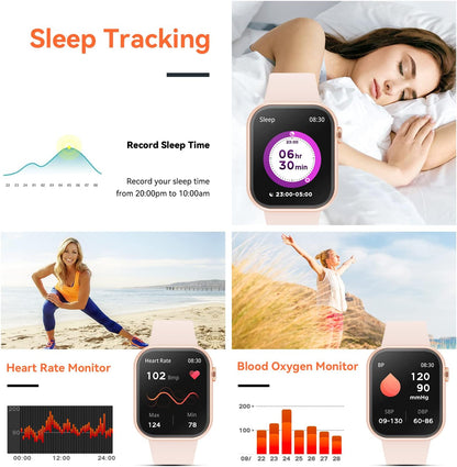 Smart Watch (Answer/Make Call) 1.85Inch Fitness Tracker, DIY Dials/Pedometer/Calories/Multiple Sport Modes/Voice Assistant, Smart Watches for Men Women Android Ios Phones