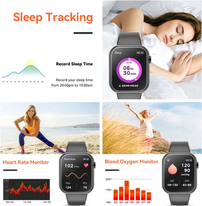 Smart Watch (Answer/Make Call) 1.85Inch Fitness Tracker, DIY Dials/Pedometer/Calories/Multiple Sport Modes/Voice Assistant, Smart Watches for Men Women Android Ios Phones