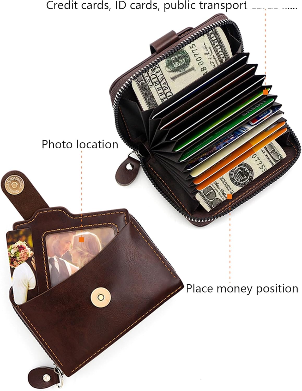 Small Wallet for Women, Slim RFID Blocking Credit Card Holder with ID Window, Compact Purses for Women with 9 Card Slots（Black）