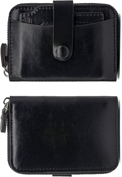 Small Wallet for Women, Slim RFID Blocking Credit Card Holder with ID Window, Compact Purses for Women with 9 Card Slots（Black）