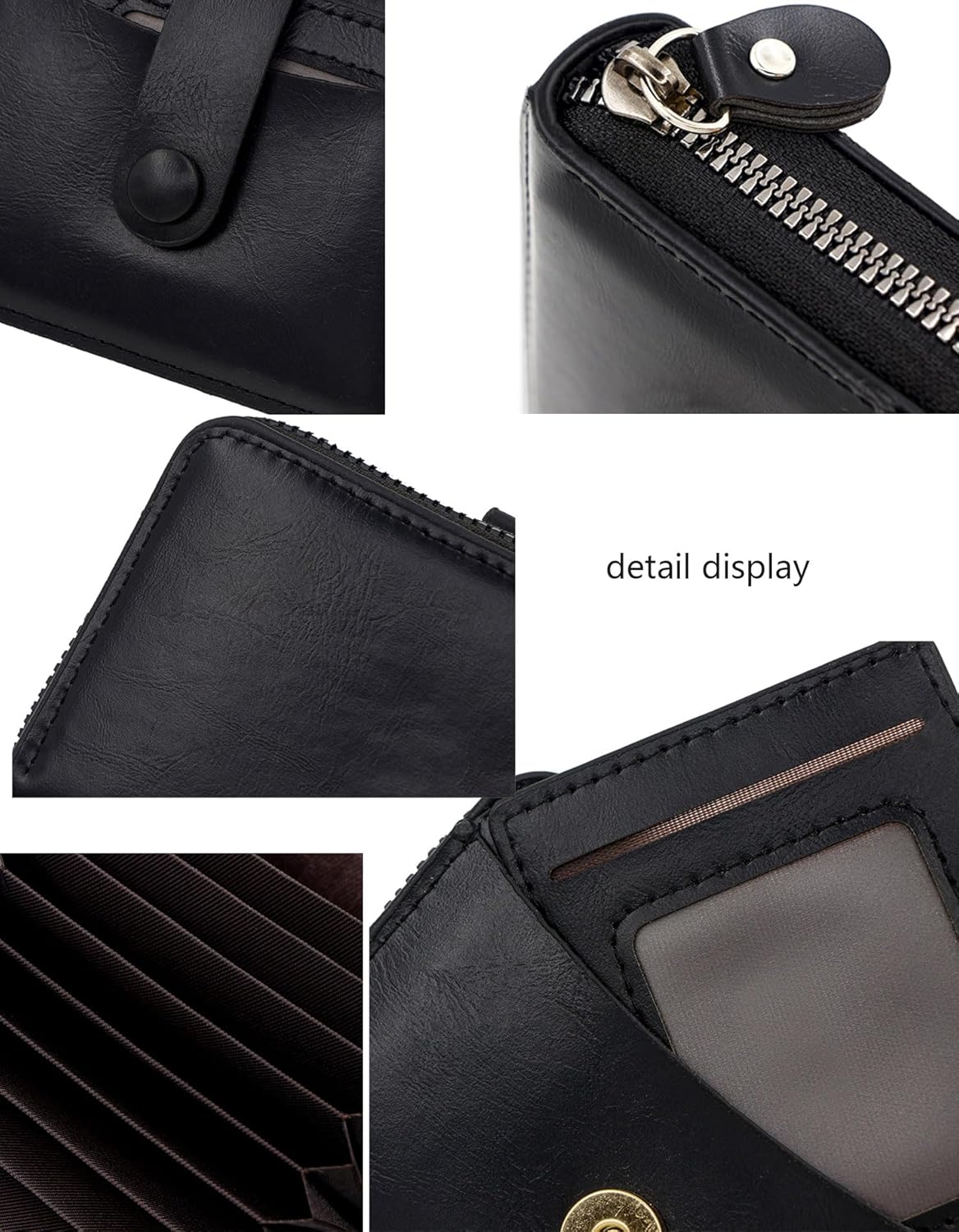 Small Wallet for Women, Slim RFID Blocking Credit Card Holder with ID Window, Compact Purses for Women with 9 Card Slots（Black）