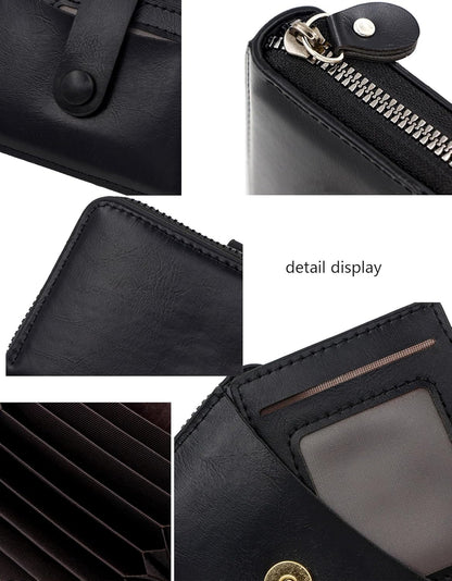 Small Wallet for Women, Slim RFID Blocking Credit Card Holder with ID Window, Compact Purses for Women with 9 Card Slots（Black）