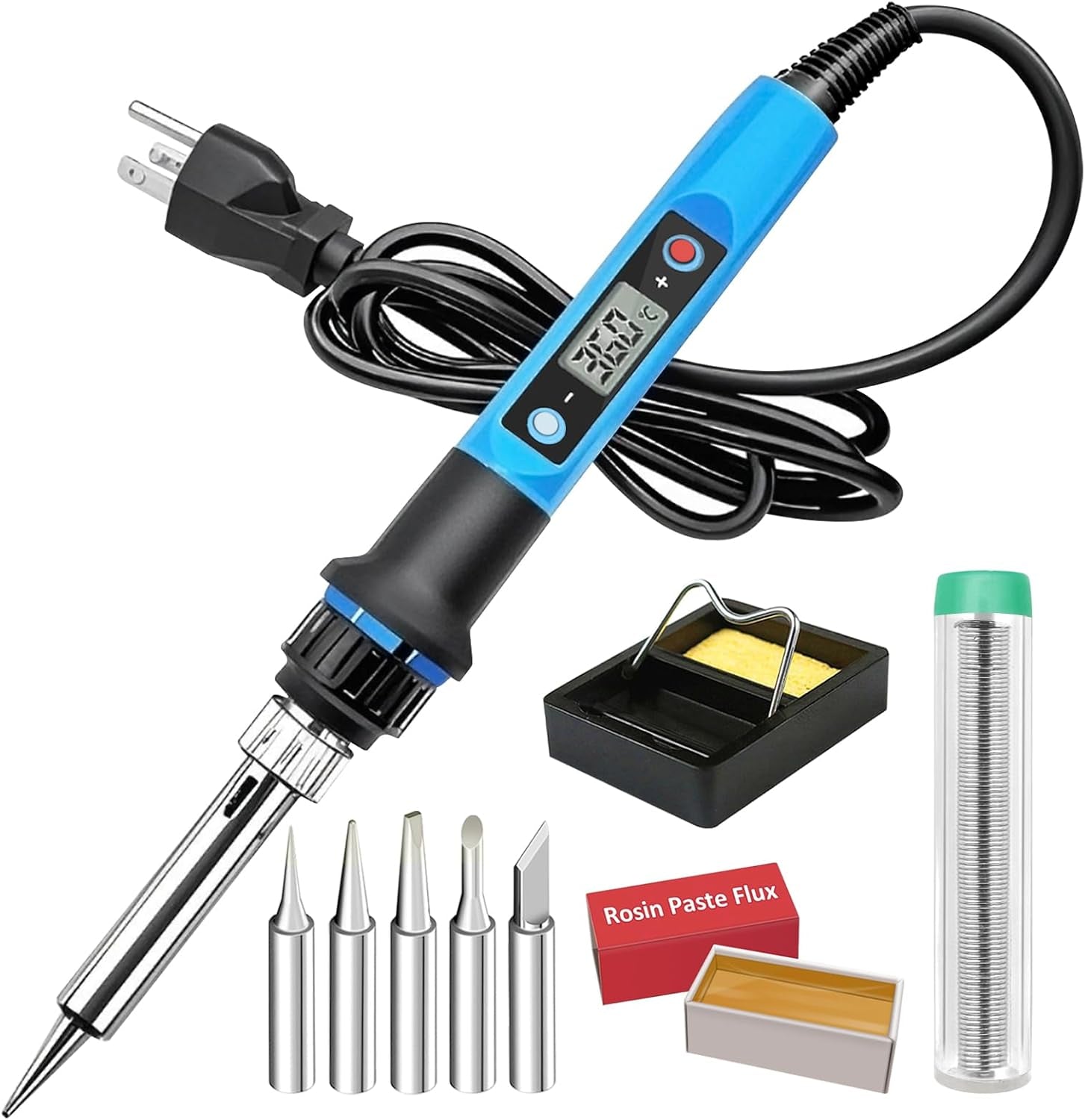 Soldering Iron Kit, 80W 110V Fast Heat up in 10S LCD Digital Adjustable Temperature Soldering Gun Thermostatic Soldering Kit for Electronic