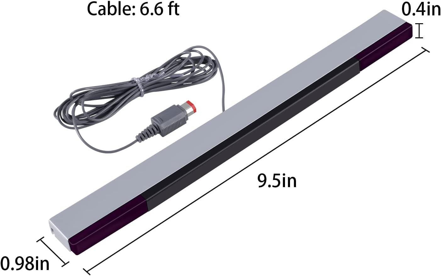 Sensor Bar for Wii, Replacement Wired Infrared Ray Sensor Bar for Nintendo Wii and Wii U Console, Includes Clear Stand