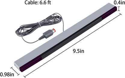 Sensor Bar for Wii, Replacement Wired Infrared Ray Sensor Bar for Nintendo Wii and Wii U Console, Includes Clear Stand