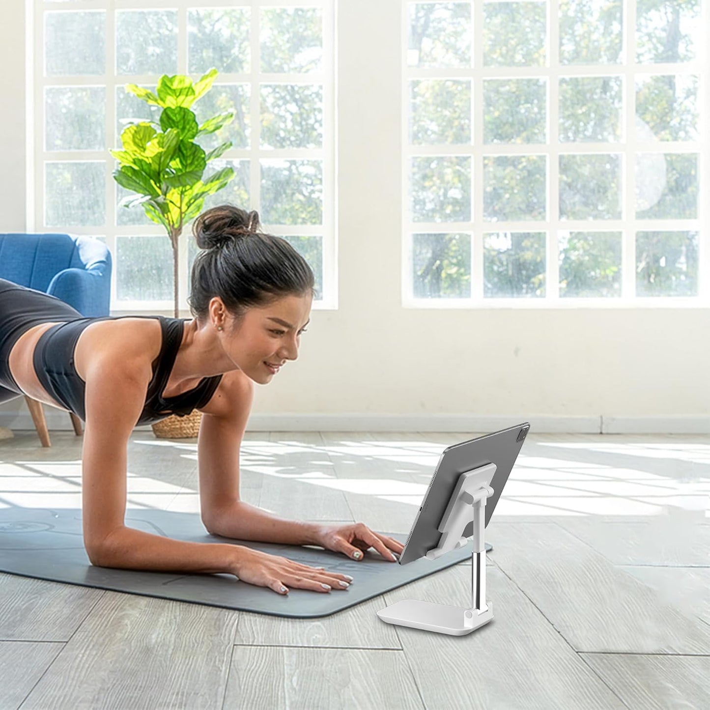 Cell Phone Stand,Adjustable Angle Height Phone Stand for Desk,Fully Foldable/Portable Phone Holder with Silicon Pad for Iphone 16/15/14/13/12/Smartphones,All Mobile Phones (White)