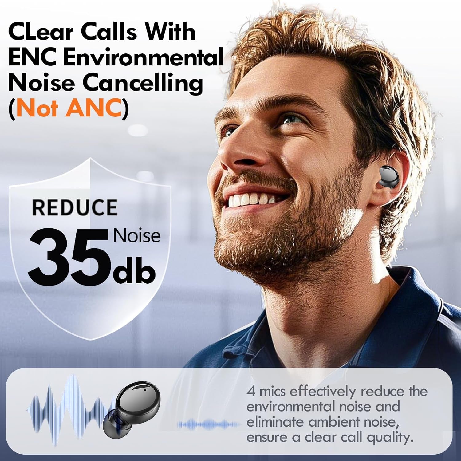 True Wireless Bluetooth 5.3 Earbuds, 48H Playtime,Light Weight Headphones in Ear Buds Built in Mic Headset Premium Sound with Deep Bass,Clear Calls Earphones for Sports Workout Black