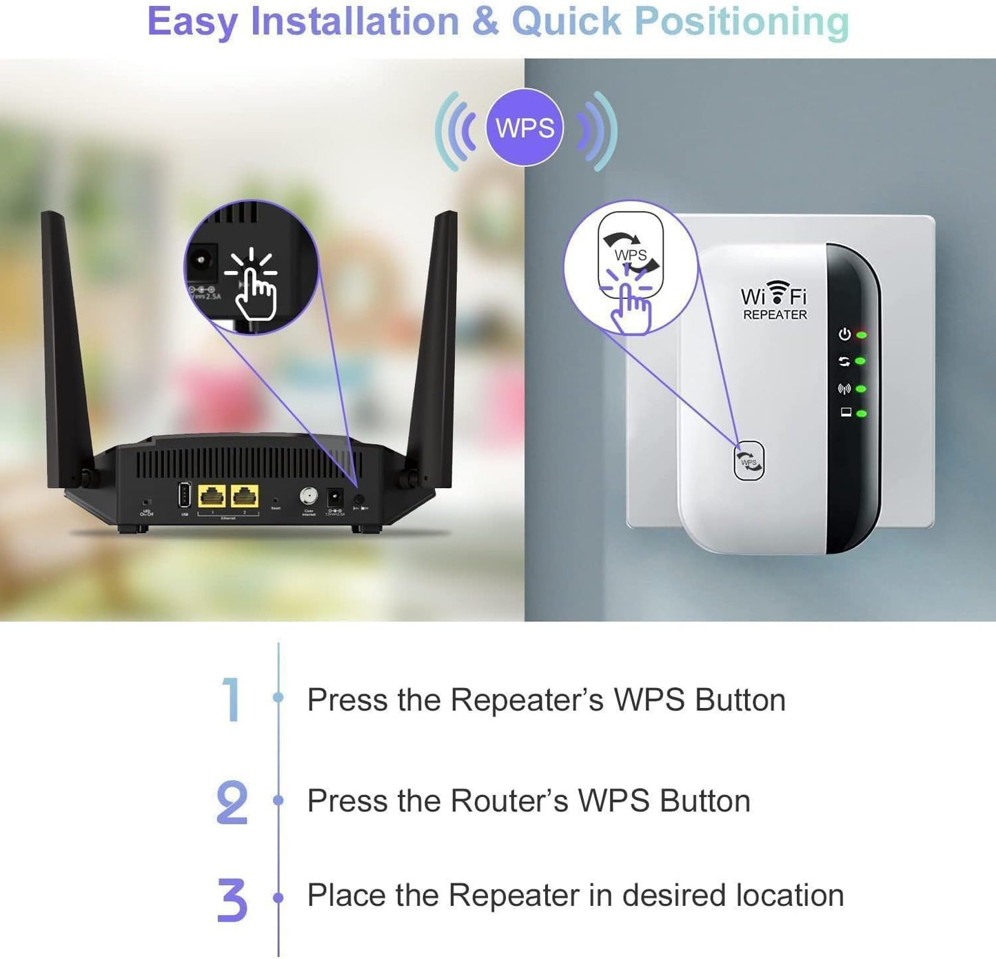Wifi Extender, Wifi Extenders Signal Booster for Home up to 5000 Sq.Ft and 50 Devices, Wifi Range Extender, Wireless Repeater, Long Range Amplifier with Ethernet Port, 1-Tap Setup, Alexa Compatible