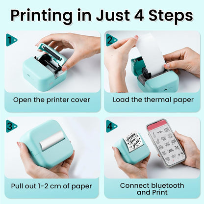 Sticker Printer, Print Pods Mini Printer, Mini Sticker Maker Compatible with Phone & Tablet, M02L Print Pods Mini Printer for School Notes, Scrapbook, Anatomical Diagram