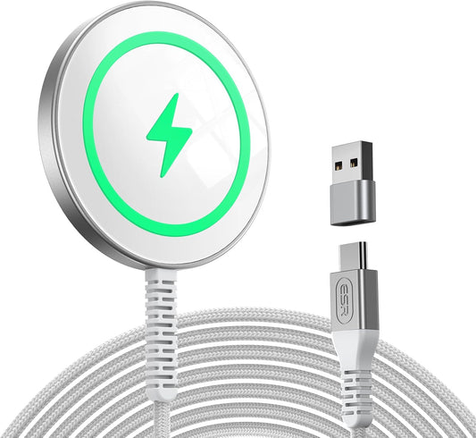 for Magsafe Charger 15W Wireless Charger for Iphone 17/16/15/14/13/12 Apple Magnetic Charging Pad for Airpods 4/3/Pro/Pro 2 Galaxy S25 Series with Dual USB A/C Ports, Silver