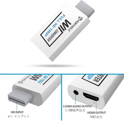 Wii to HDMI Converter 1080P for Full HD Device, Wii HDMI Adapter with 3,5Mm Audio Jack&Hdmi Output Compatible with Wii, Wii U, HDTV, Monitor-Supports All Wii Display Modes 720P, NTS