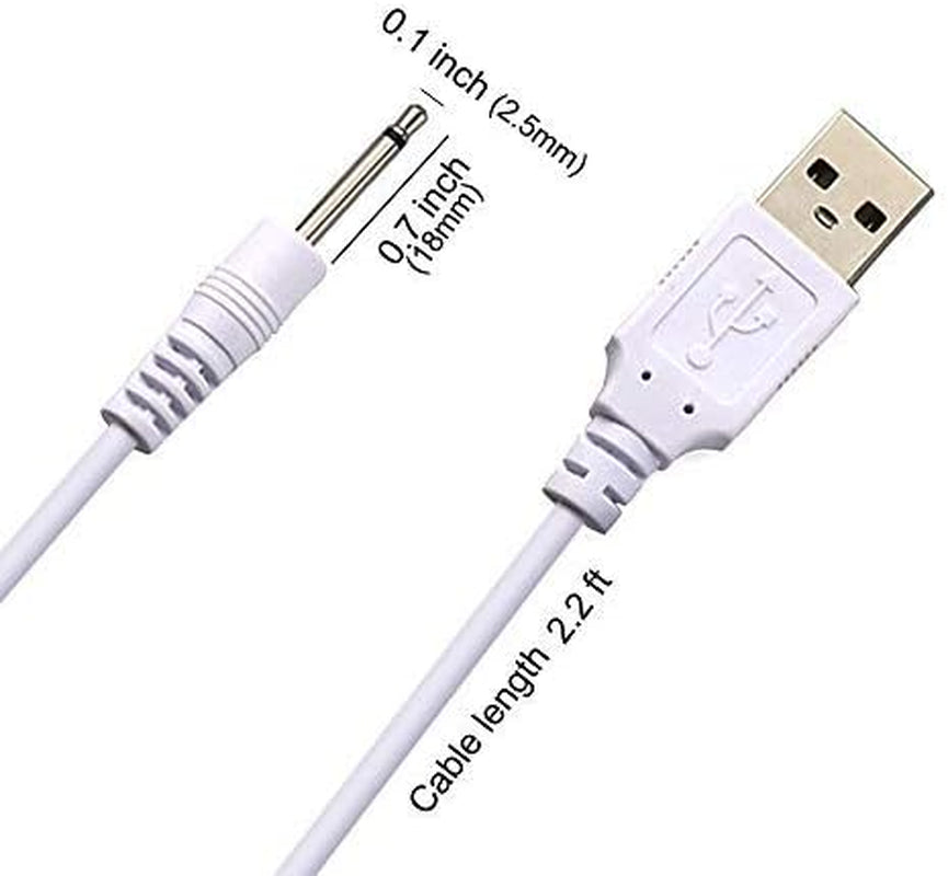 (2 Pack) Massager Charger – Fast Charging USB Cable | 2.5Mm DC Charger Cord