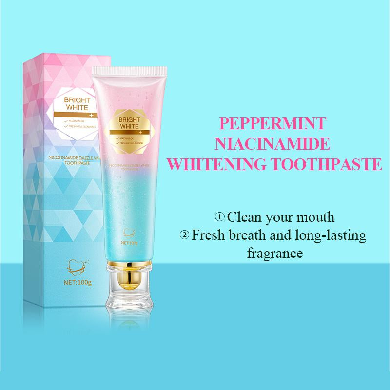Niacinamide Whitening Toothpaste - Fast Acting Formula with Peach Extract & Mint for Sensitive Teeth - Eco Friendly & Fluoride Free - 100G