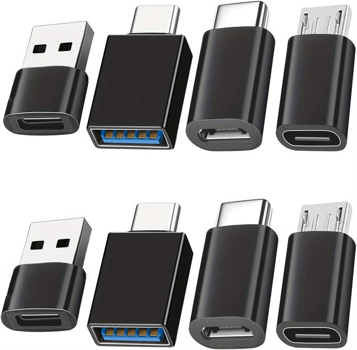 8Pcs USB to USB C Adapter, Micro USB to USB C Female Male Converter Connector for Laptop Car Smartphone Headphone Mic PC