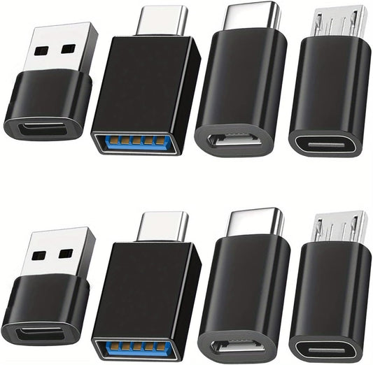 8Pcs USB to USB C Adapter, Micro USB to USB C Female Male Converter Connector for Laptop Car Smartphone Headphone Mic PC