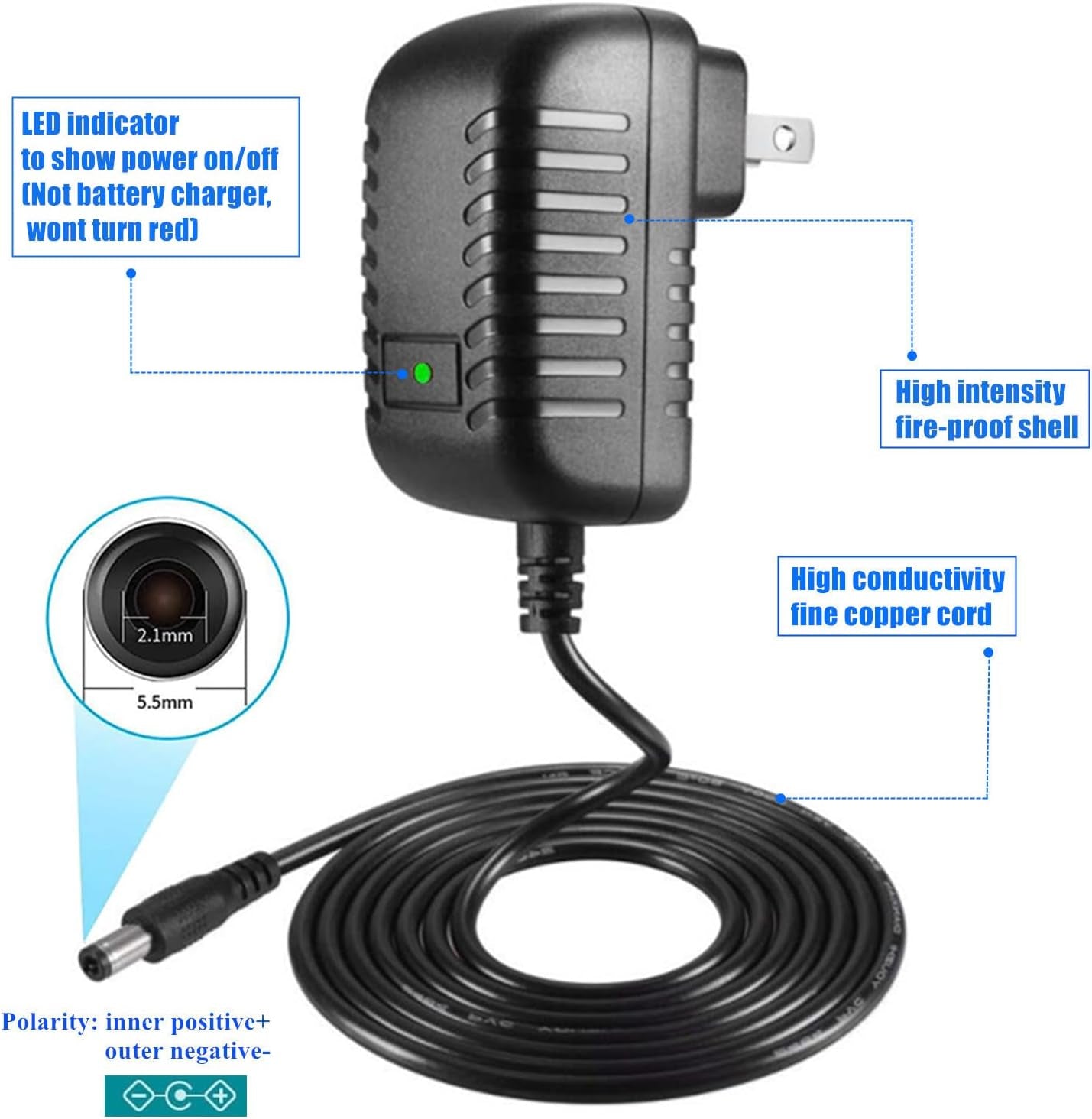 Universal AC Adapter 12V 2A Power Supply Charger 24W AC110V to DC12V 2000Ma 1500Ma 1000Ma 500Ma Power Driver 11 DC Plug Tips 12 Volt Converter Inverter Transformer Ac Dc Adapter(Dc12V~2A)