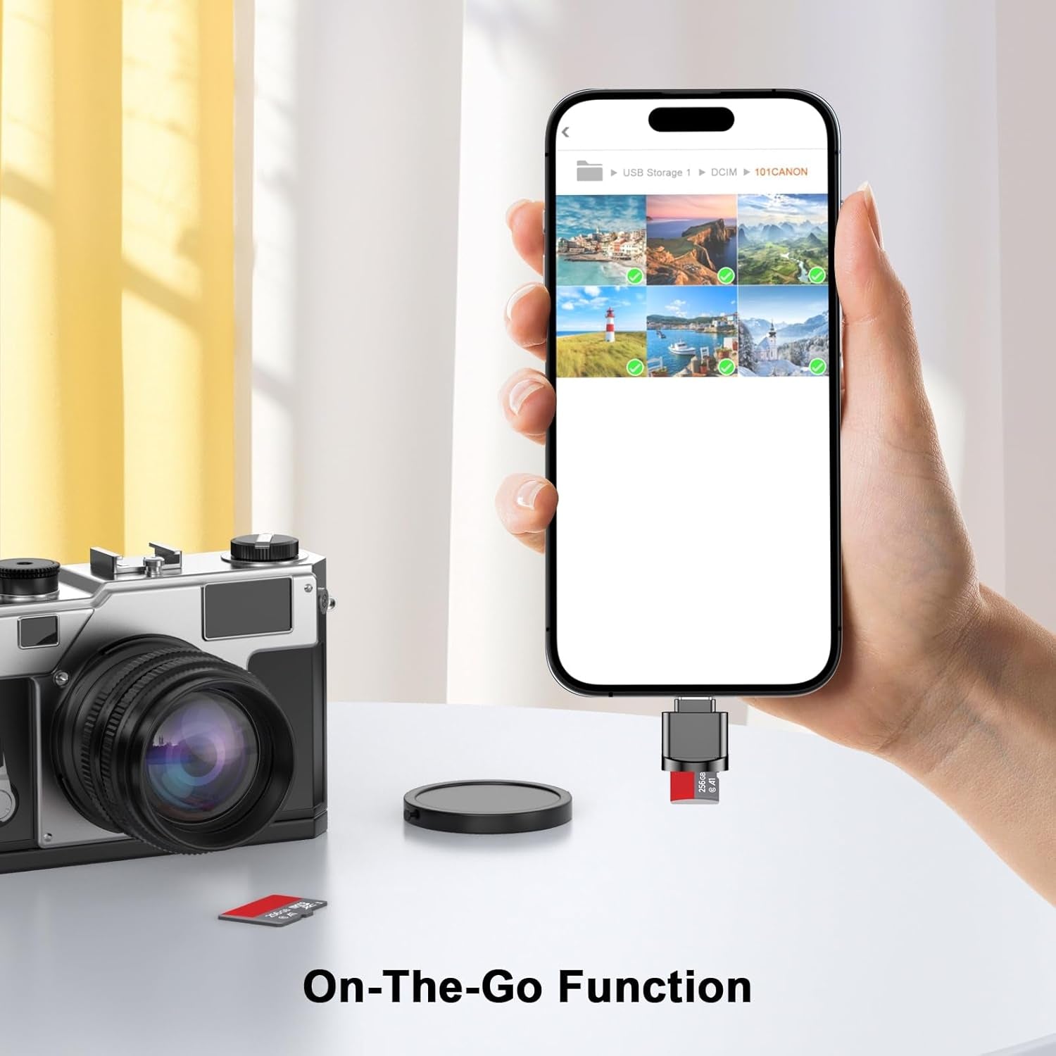 Micro SD Card Reader Compatible for Iphone 16/16 Plus/16 Pro/16 Pro Max/15/15 Plus/15 Pro/15 Pro Max, Mini USB Type C to Micro SD/TF Card Reader Viewer Micro SD Card Adapter, Plug and Play, Black