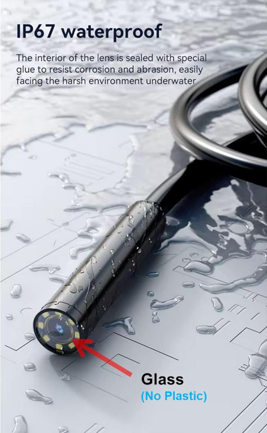 1920P HD 10FT Endoscope with Light, Borescope with 8 Adjustable LED Lights, USB Type C, Inspection Camera with Semi-Rigid Snake Cable for Android and Ios Smartphones, Iphone, Ipad.