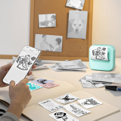 Sticker Printer, Print Pods Mini Printer, Mini Sticker Maker Compatible with Phone & Tablet, M02L Print Pods Mini Printer for School Notes, Scrapbook, Anatomical Diagram